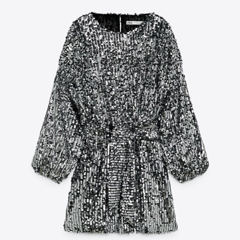 Zara Silver Sequin Mini Dress